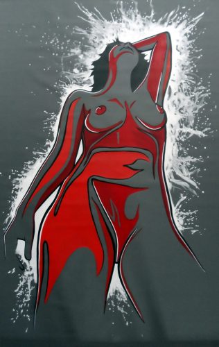 Extase 02(180x190cm-acrylique sur store)DISPONIBLE ATELIER Contacter l'Artiste