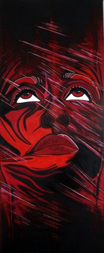 Portrait 01(80x190cm-acrylique sur store) DISPONIBLE ATELIER Contacter l'Artiste