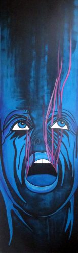 Portrait 02(60x190cm-acrylique sur store)DISPONIBLE ATELIER Contacter l'Artiste